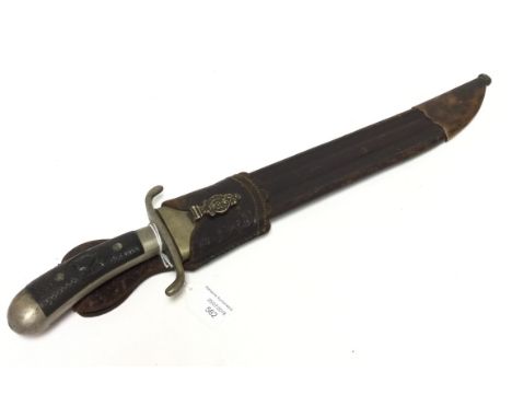 Victorian era Bowie Knife. Black grip with oval cartouch to each side depicting the bust of a Roman soldier and a Roman Lady.