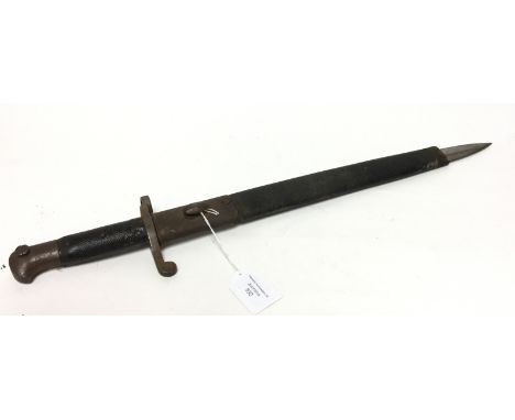 British Victorian Bayonet. 46cm long blade. "C 91" marked. "2591" to crossguard. Scabbard a/f