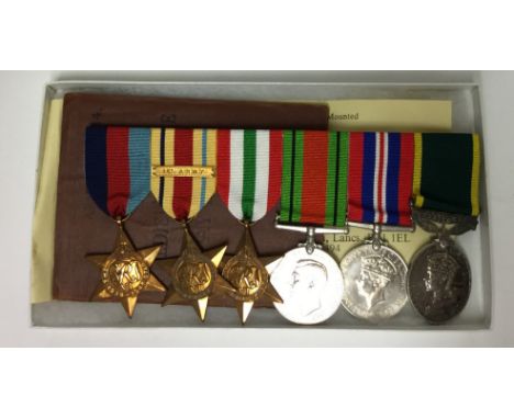 WW2 British Medal Group to T76631 Drv. S Mackintosh RASC consisting of 1939-45 Star, Africa Star with 1st Army Clasp, Italy S