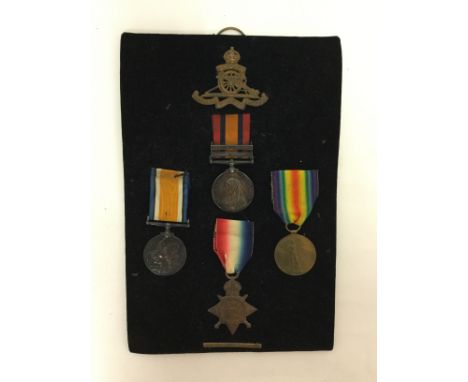 British Boer War and WW1 Group to 27530 Gnr AP Berridge, A, B, RHA Comprising of Queens South Africa Medal with Relief of Lad