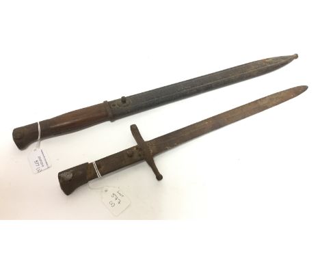 WW1 Imperial German S14 Bayonet. 29cm long blade marked "Bayard". Complete with scabbard but frog stud missing. Along with a 