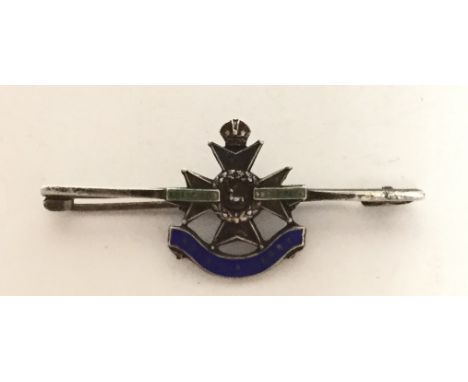 WW2 British Notts and Derbyshire Regt Sherwood Foresters Sweetheart bar brooch marked "LLM Sterling, England" with coloured e