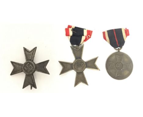 WW2 Third Reich War Merit Cross collection: War Merit Cross 1st class without Swords maker marked "3": 2nd class award withou