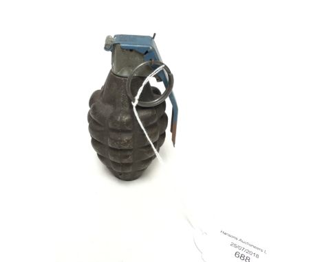 WW2 US Army M1 "Pineapple" Grenade. INERT & FFE. Body is marked "RFX". Fitted with Fuze M228. Complete with lever and pin.