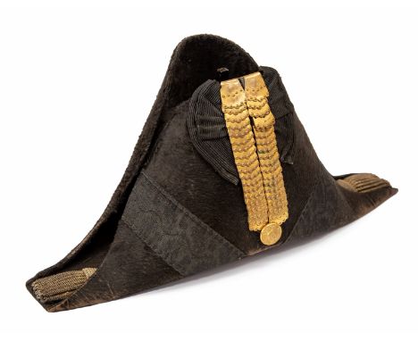 Victorian Army Officers Bi Corn hat. Button to side "Medical Staff". In original tin marked in paint "E. Parsonage Esq. 64th 