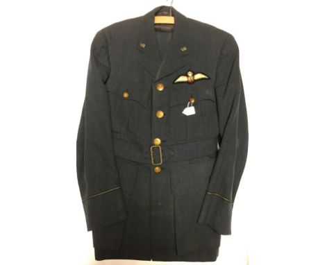 WW2 British RAF Pilot Officers Service Dress jacket with Kings Crown Pilot's wings. "VR's" to collar. Complete with all Kings