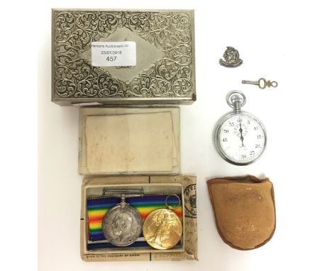 WW1 British War Medal and Victory medal to 764530 Pte E Brunt, 28-London Rifles. Complete with ribbons and original box of is