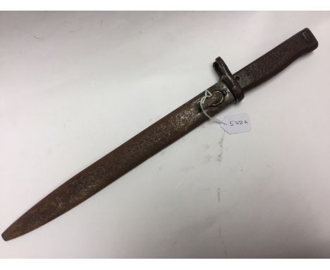 WW1 Imperial German Ersatz bayonet. Steel hilt with Turkish marks. 30cm blade, no markings. Complete with steel scabbard. 