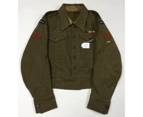 WW2 British Army Battledress Blouse 1942 pattern Size No9. Dated August 1943. Original insignia for a Major in the 53rd (Wels