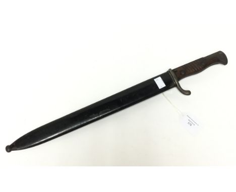 WW1 Imperial German Mauser Sawback Butcher Bayonet. 365mm long sawback blade maker marked "Waffenfabrik Mauser AG, Oberndorf 