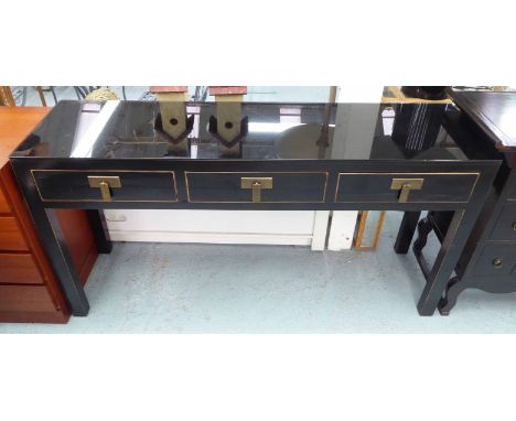 CHINESE SHANXI STYLE CONSOLE TABLE, with glass top, 41cm D x 81cm H x 151cm W.