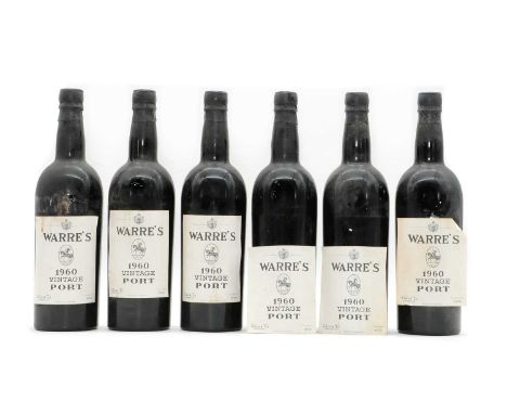 Warres, Vintage Port, 1960 (6)Ullage unknown (glass too dark).Capsules intact, corks very slightly sunken.Two labels complete