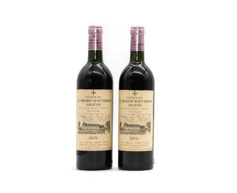Chateau La Mission Haut Brion, Cru Classe, Graves, 1979 (2)Light oxidisation and knocks to capsules.Labels bin soiled.Both LN