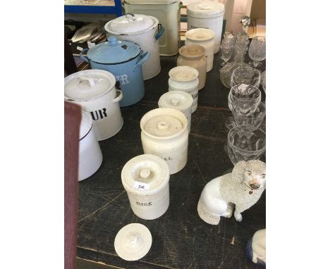 Group of seven Vintage ceramic kitchen storage jars