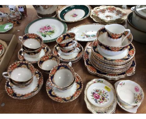 Royal Albert tea ware, Worcester floral plate, Satsuma vase, Royal Crown Derby pin dishes and other china