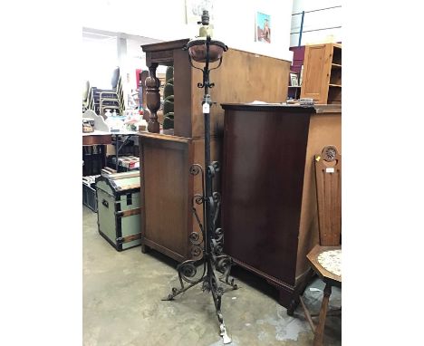 Victorian copper and iron lamp stand - 154cm high
