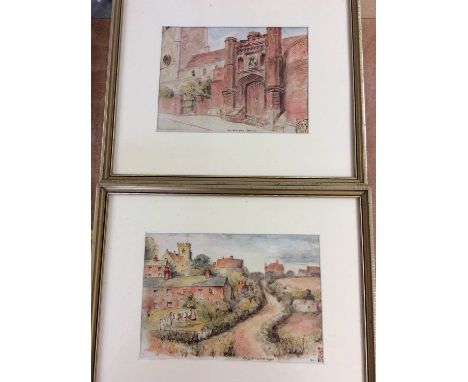 William George Merrick (1858 - 1935) watercolour study of Chelmodiston Suffolk, together with another of Wolsey Gate Ipswich