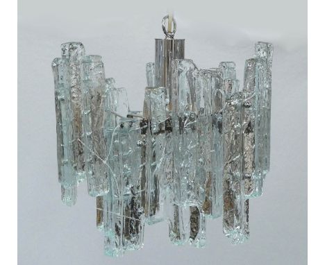 ATTRIBUTED TO KALMAR ICE GLASS CHANDELIER, 100cm drop. 