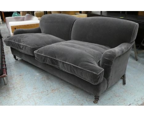 GEORGE SMITH SOFA, 215cm W grey velvet upholstered. 