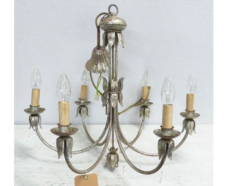 CHANDELIER, 74cm Drop approx, contemporary design, silvered metal. 