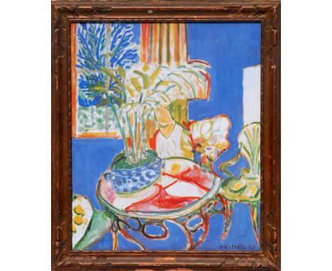 HENRI MATISSE 'Blue Interior', Quadrichrome, vintage French frame, 64cm x 53cm. 