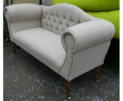 WINDOW SEAT, 140cm W, neutral button back upholstered. 