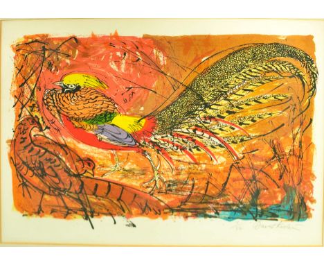 DAVID KOSTER 'Cock Pheasant', silkscreen, 54cm x 74cm, signed and framed. 