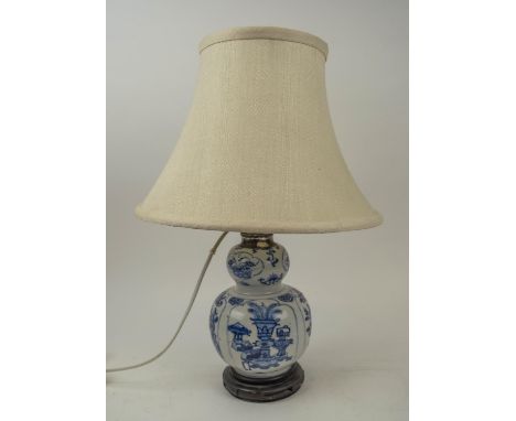 KANGXI STYLE GOURD VASE LAMP, 30cm H. 