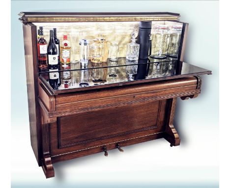 PIANO-BARS.COM GOOD VIBRATIONS DRINKS CABINET, 145cm x 89cm x 132cm opened, made from repurposed piano case, light up interio