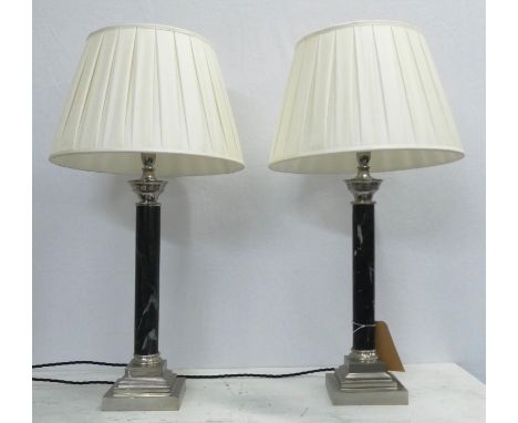 TINDLE LIGHTING TABLE LAMPS, two, 77cm H with shades. (2) 