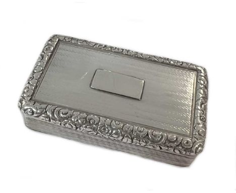 A George IV silver snuffbox, mark of Joseph Willmore, Birmingham 1826, of rectangular form, decorated top and bottom with eng