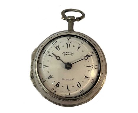 George Prior, London - An 18th century pair cased pocket watch, circa 1775, the outer cover activated by push button, verso h