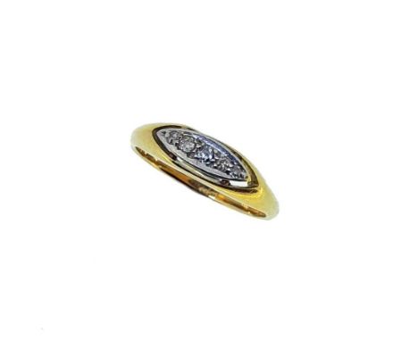 An early 20th century diamond ring, five graduated old brilliant and single cut diamonds, tapered shoulders, 'D' shaped shank
