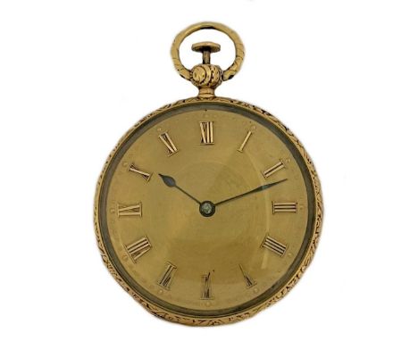 Lepine, Paris - A mid 19th century quarter repeating open faced dress pocket watch, circa 1850, the unsigned engine turned ch