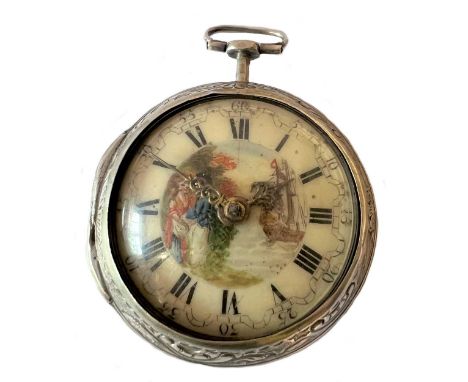 Samson, London - An 18th century Sterling silver pair cased pocket watch, circa 1793, the outer case, 50mm diameter, with cas