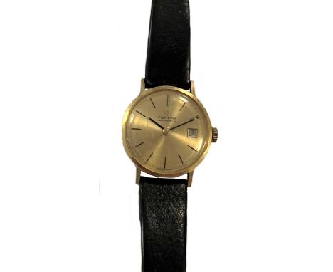 Certina - An 18ct gold wristwatch, circa 1970, model number 1910 076, serial number 770845, the circular champagne dial, 23mm