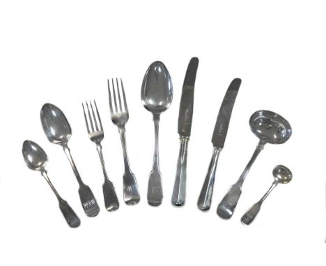 A 44-piece harlequin set of 19th century silver flatware with 28 additions, from a variety of makers, dates and assay offices