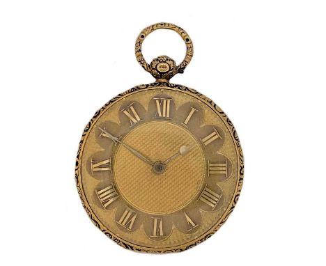 Robert Molyneaux, London - An 18ct gold open faced pocket watch, circa 1825, the unsigned gold coloured dial, 40mm diameter, 