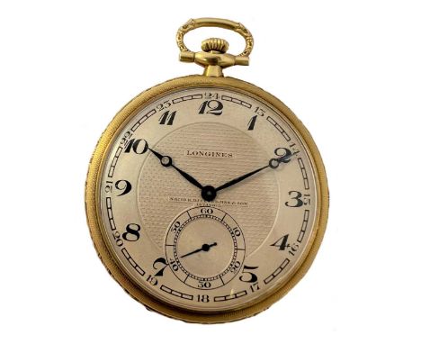 Longines for Djezvedjian &amp; Son, Istanbul - A Swiss 18ct gold open faced dress pocket watch, circa 1928, the tandem signed