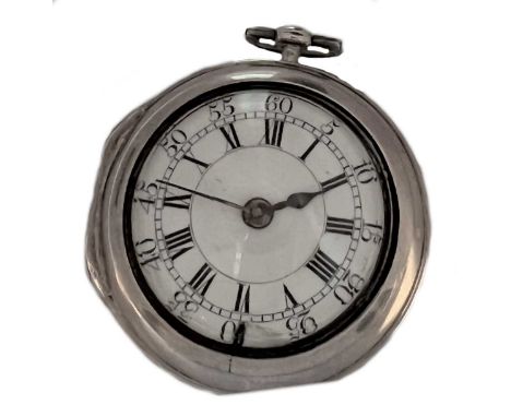 Jno. Dickin, Bath - An 18th century Sterling silver pair cased pocket watch, circa 1756, the outer (and inner) case with unid