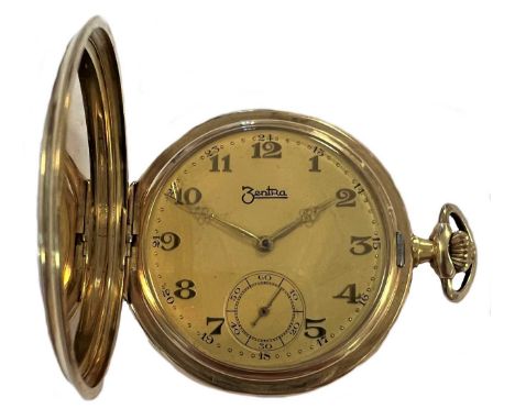 ZentRa, Berlin - A Swiss made 14ct gold full hunter pocket watch, circa 1928, the signed champagne dial, 45mm diameter, with 