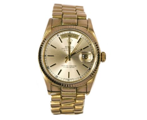 Rolex - An 18ct gold 'Oyster Perpetual Day-Date 36' wristwatch, circa 1987, model 18038, serial number 9864291, the signed ci
