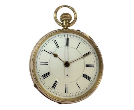 John Hawley, London - An 18ct gold open faced chronograph pocket watch, circa 1901, the unsigned white dial, 45mm diameter, w