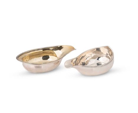 Two George III silver pap boats, both of simple, traditional form with reeded rim, the first with probable mark of Robert Hen