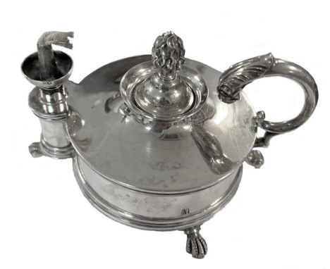 A silver table cigar lighter, mark of Collingwood &amp; Company, London 1930, in the form of a stylized lamp with cylindrical