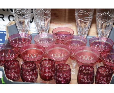 Selection of Venetian ruby glasses etc.