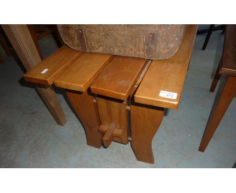 Pine slatted bench and a tin trunk (2)