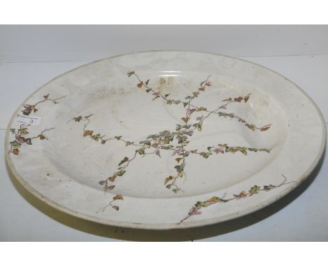 Large ceramic meat plate with floral decoration