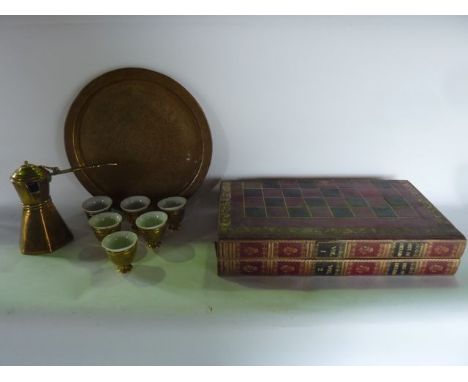 A 19th century games box disguised as two antiquarian books History of England volumes 1 & 2, with hinged lid and gilded tool