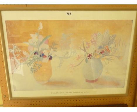 A collection of pictures and prints relating to floral subjects including a watercolour of yellow roses, signed bottom right 